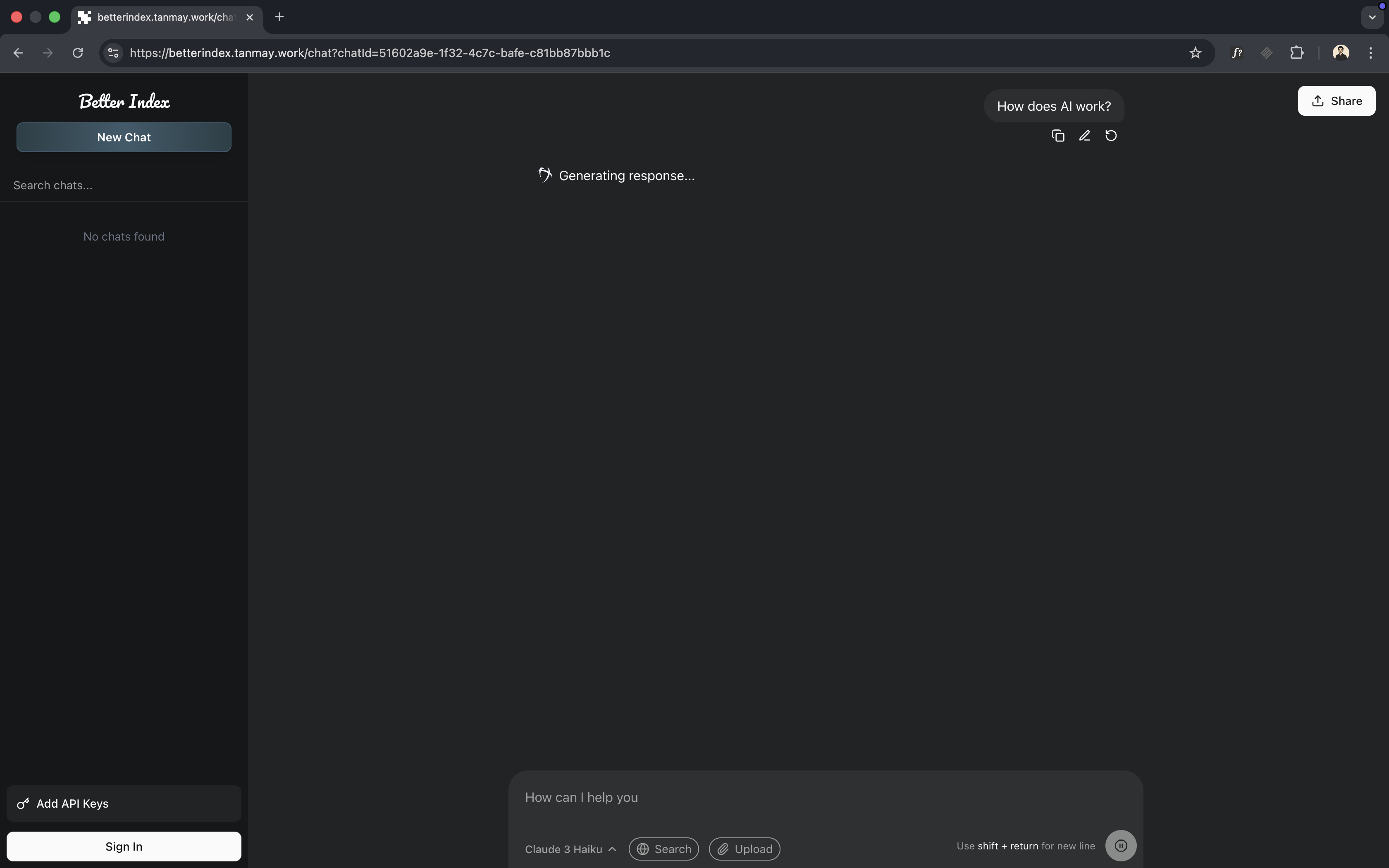 BetterIndex chat screen