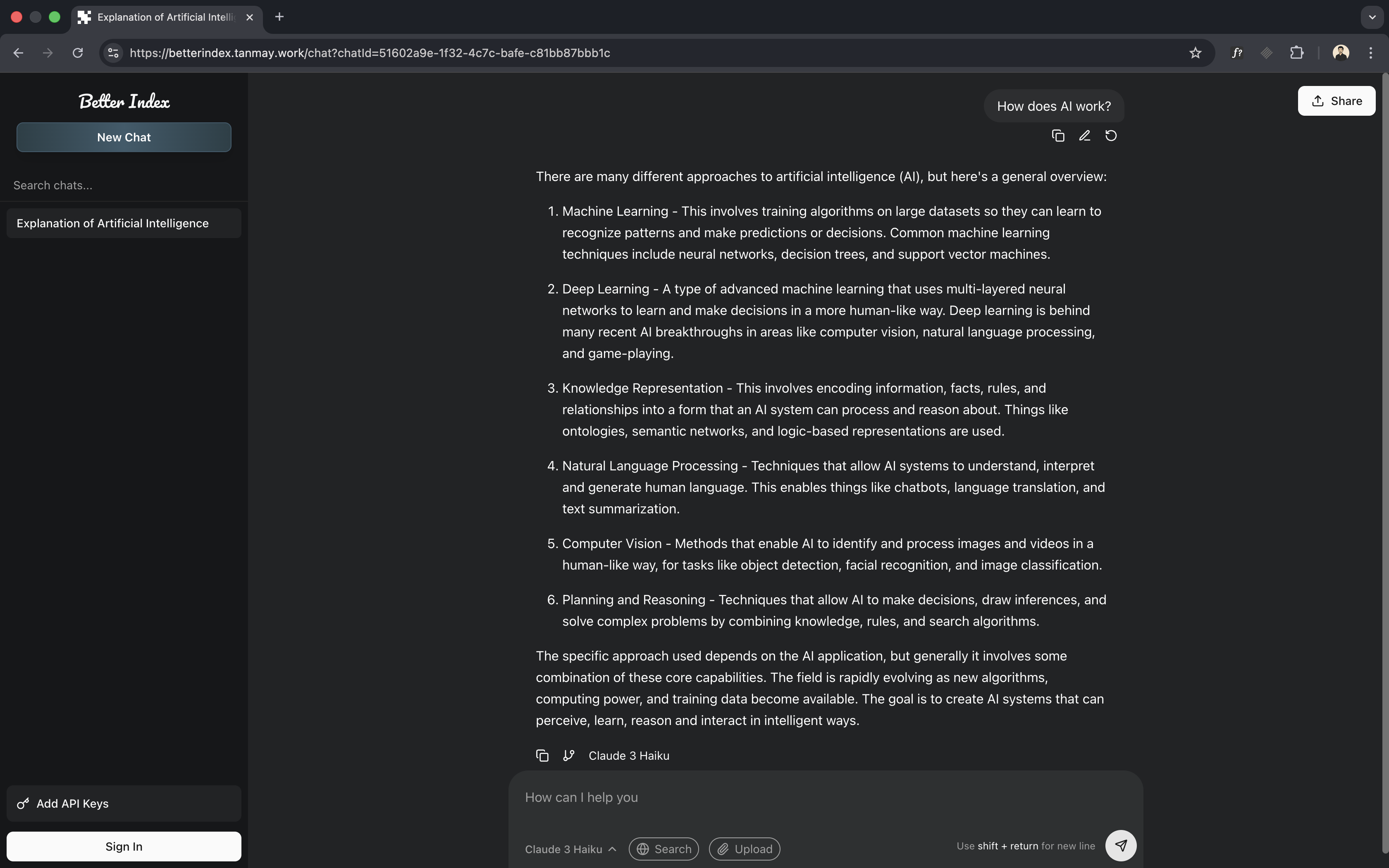 BetterIndex model selection